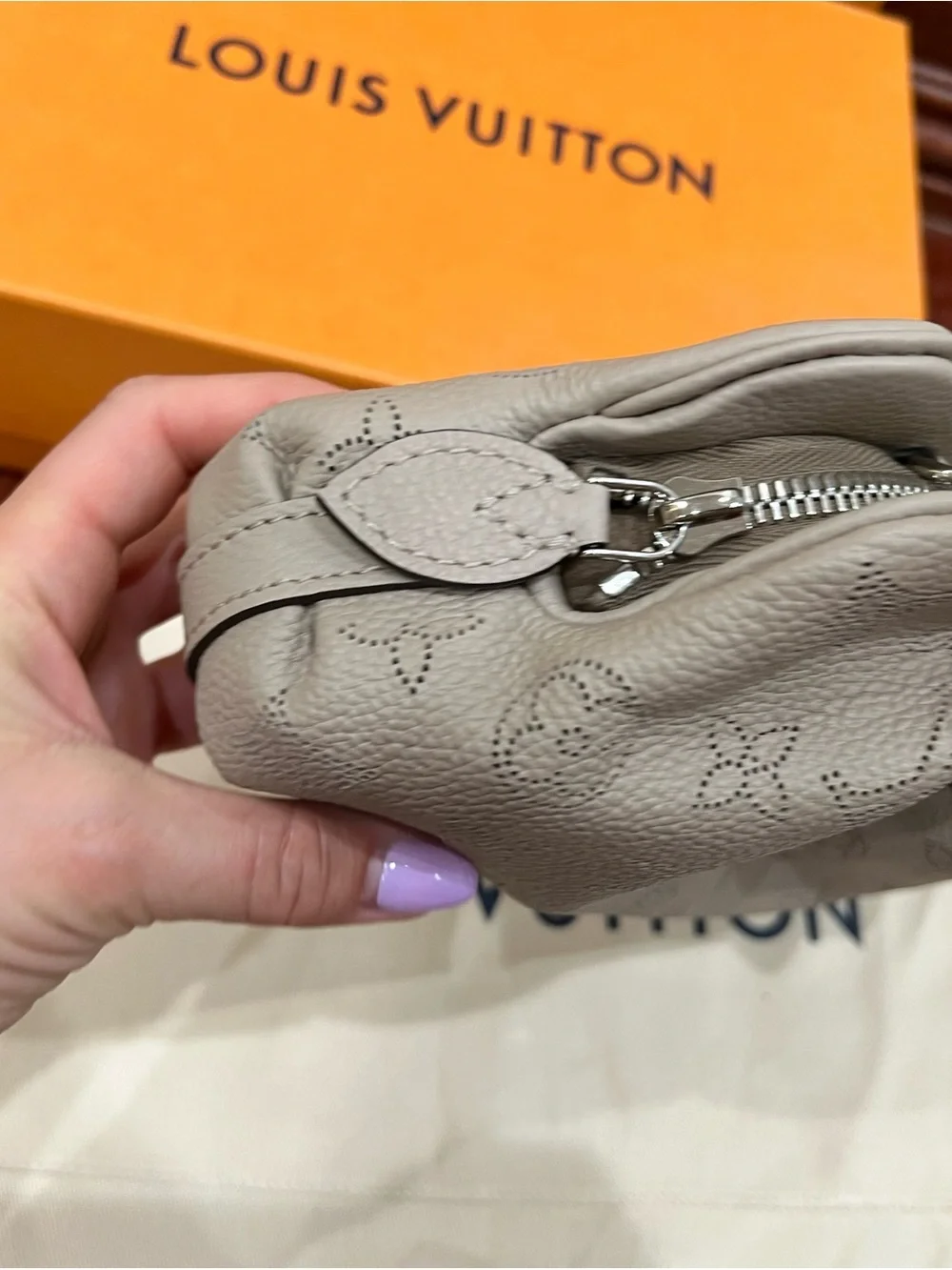 New Louis Vuitton Mahina Scala Mini Pouch Galet